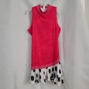 ACEGOLFS Sz XL Pink Polka Dot Ruffle Golf Tennis Pickleball Sleeveless Dress